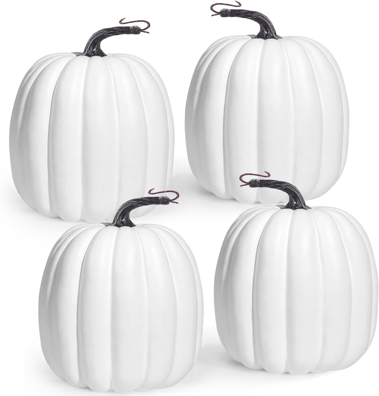 4PCS Big White Pumpkins Faux Foam Harvest Pumpkins for Fall Autumn Thanksgiving Seasonal Holiday Decor Decorations (White)